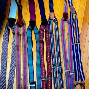 Mens Suspenders for $25 each. Various colors. Discount for multiple purchases.